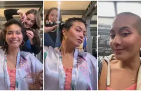 Bijušā "Mis Francija" Vaimalāma Čavesa Noskuj Matus Solidaritātē ar Vēža Pacientēm