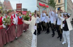 Emociju pārpilns gājiens: "Mēs nebrauksim prom!" – tūkstošiem jauniešu sirds pukst Latvijai Skolēnu dziesmu un deju svētkos