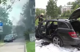 Rīgas Pagalmā Uzliesmo Īres “Mercedes”: Bērni Glābti, Kaimiņu Auto Iet Bojā Vēja Liesmās