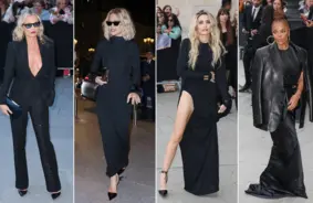 Zvaigžņu parāde un melnā dominance: Tom Ford skatē Parīzes modes nedēļā valda greznība un jaunā vīzija