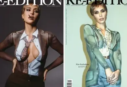 Kima Kardašjana atkal "salauž internetu": kailuma un mākslas duelis uz žurnāla vāka