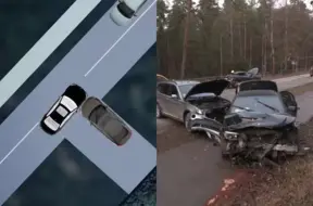 Ādažu pusē uz Kadagas ceļa notika brutāla trīs automašīnu sadursme: par laimi, bez cietušajiem