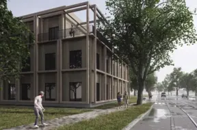 Rīgā, Slokas ielā, noslēdzies nozīmīgs būvniecības posms jaunajai "Duck Republik" studentu viesnīcai