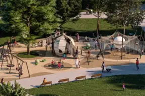 Rīgas parki atdzīvojas: Vērmanes dārzā un Ēbelmuižas parkā bērniem – jaunas rotaļu pasaules