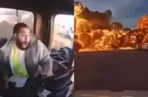 VIDEO. "Ak, mans Dievs!" smagās automašīnas šoferis iemūžina brīdi, kad ASV avarē kravas lidmašīna Kentuki