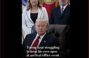 VIDEO: Tramps Ovālajā kabinetā pieķerts cīņā ar miegu; politiķi ironizē