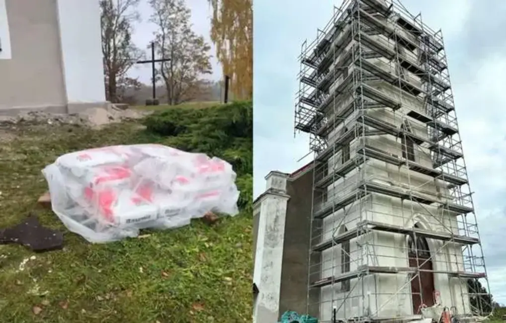 Seces baznīcas remontam ziedotie apmetuma maisi nozagti – draudze vēršas pie sabiedrības