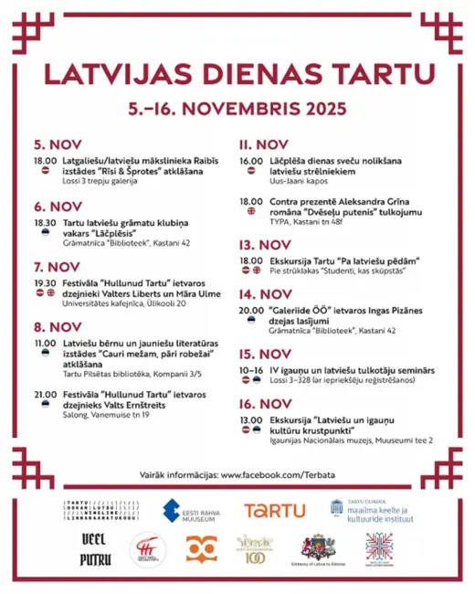 Tartu pulcē latviešu kultūras baudītājus: Notiks iespaidīgas Latvijas dienas